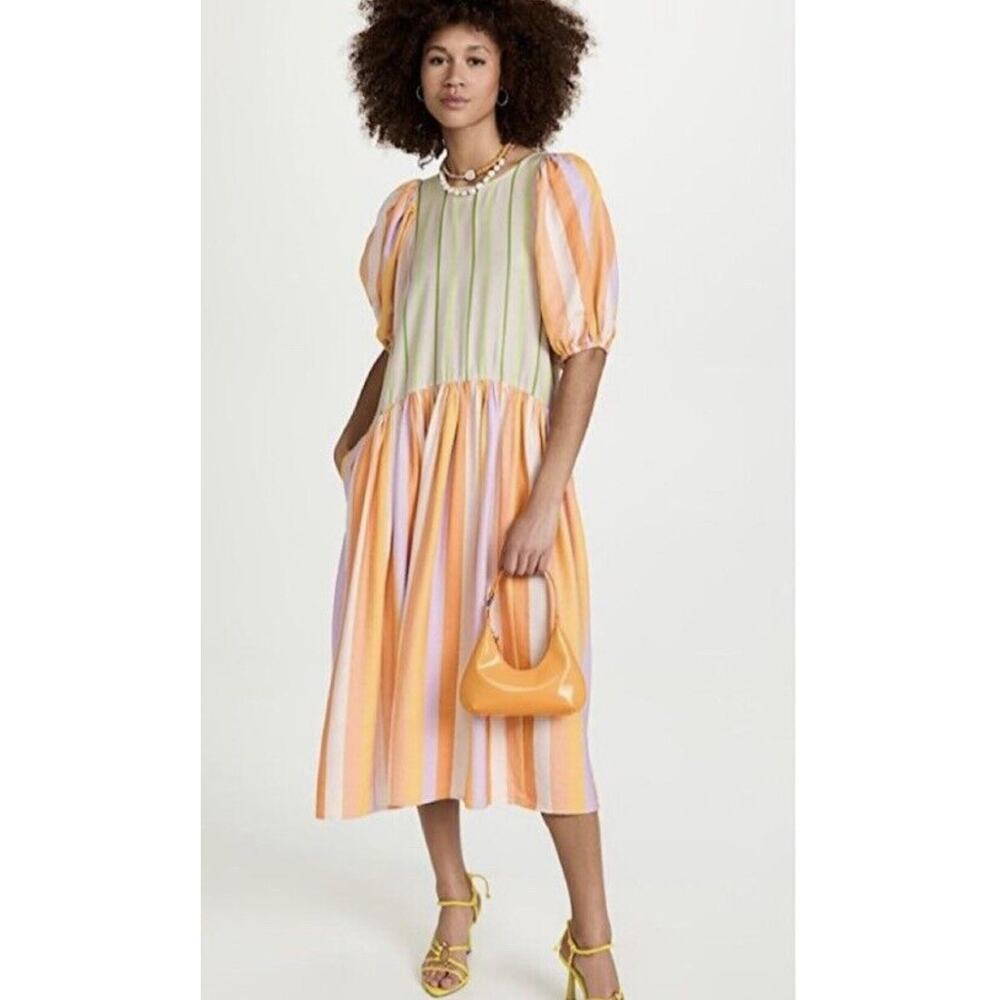 Stine Goya Amelia Woven Stripe Midi Dress Size‎ S NEW